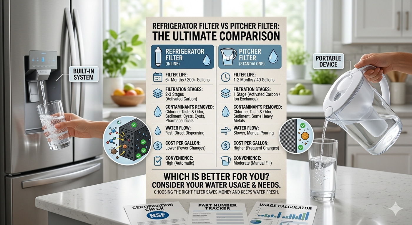 Refrigerator Filter vs Pitcher Filter