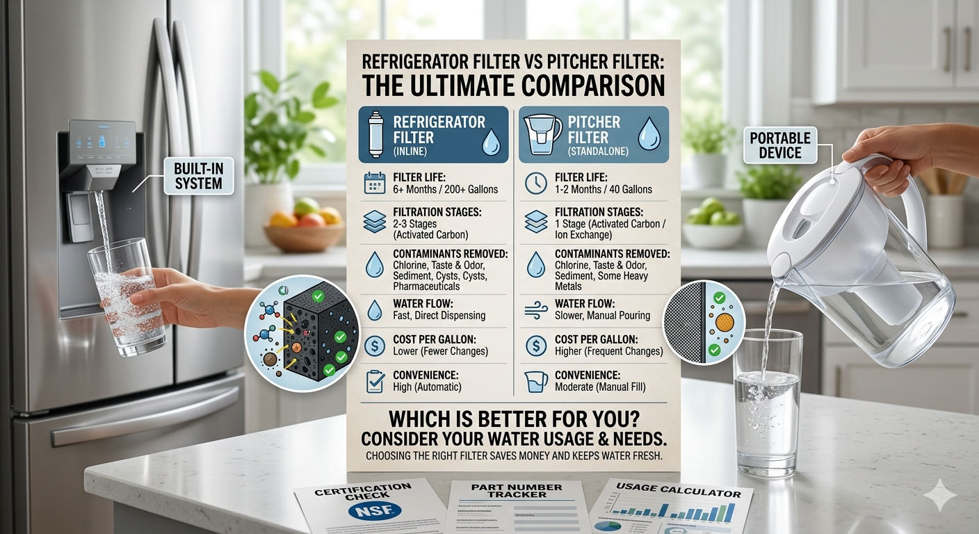 Refrigerator Filter vs Pitcher Filter