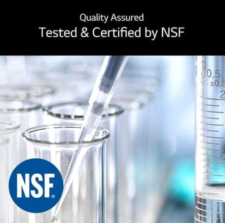 Quality assured graphic - LG LT600P filter tested and certified by NSF