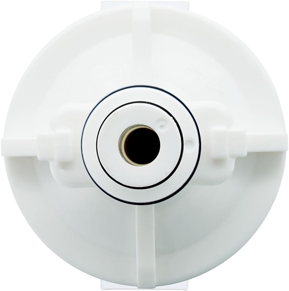 Top cap of LG LT700P filter showing twist-lock mounting mechanism and water inlet