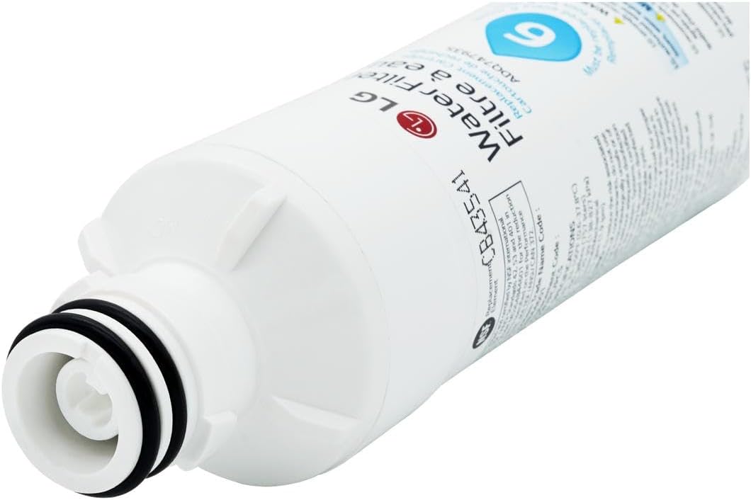 Close-up of LG LT1000P filter twist-lock cap and O-ring seals for leak-free install