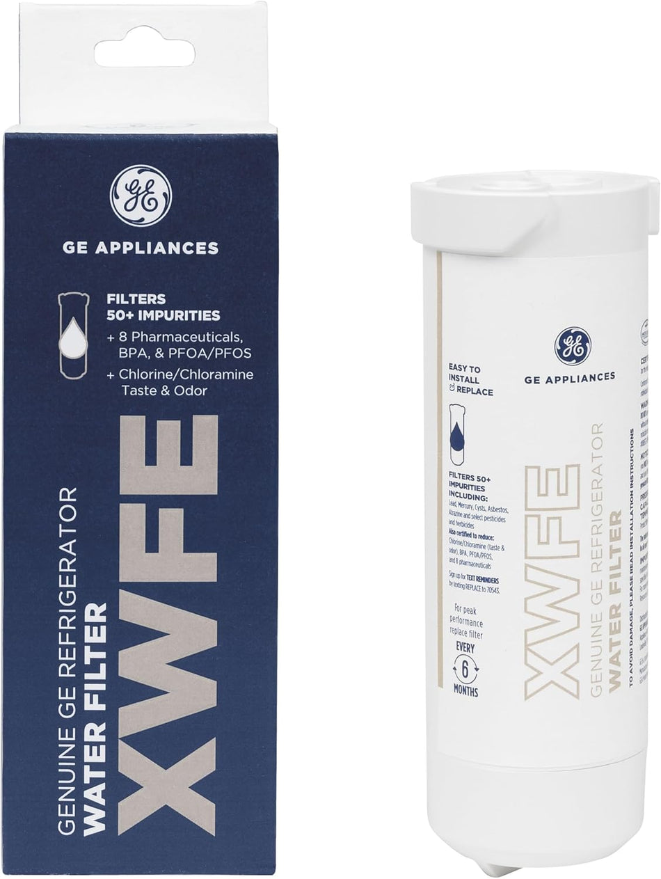 GE XWFE Refrigerator Water Filter – Genuine Replacement, NSF Certified to Reduce Lead & 50+ Impurities (Pack of 1)