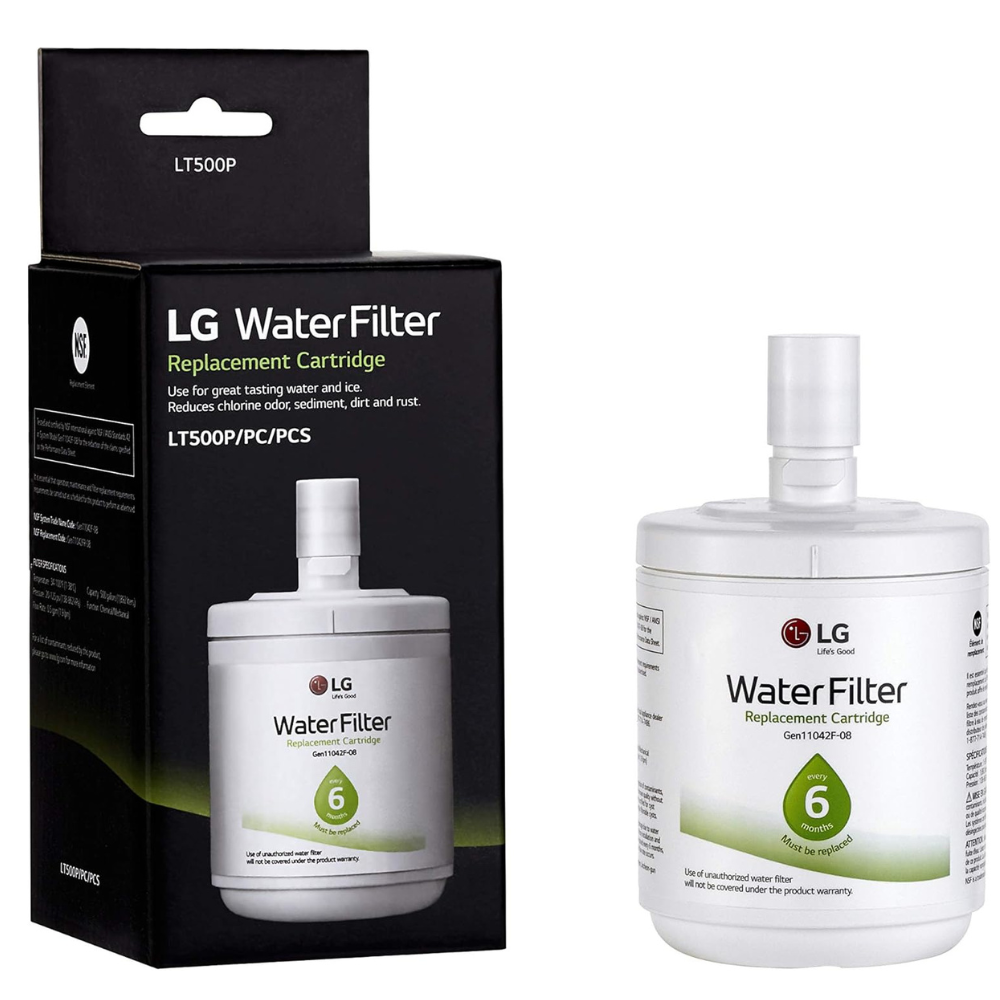 LG LT500P genuine refrigerator water filter with retail box packaging
