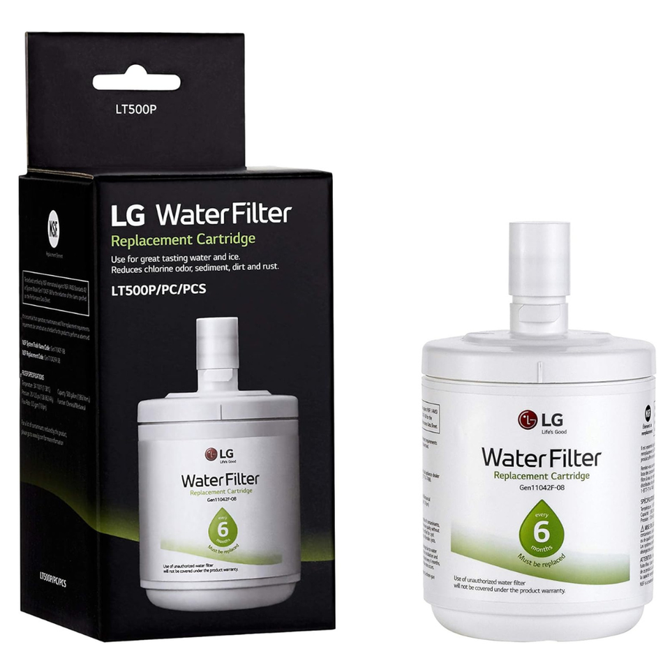 LG LT500P genuine refrigerator water filter with retail box packaging