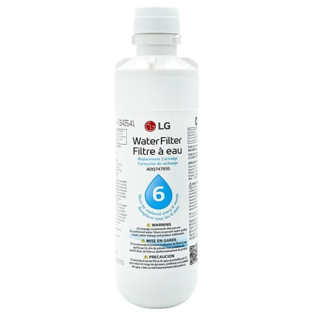 LG LT1000P refrigerator water filter cartridge front view, 6-month replacement