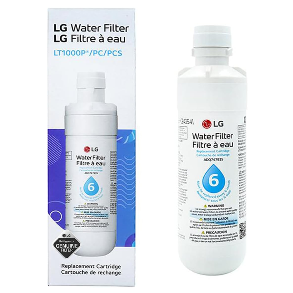 LG LT1000P genuine refrigerator water filter with retail box packaging