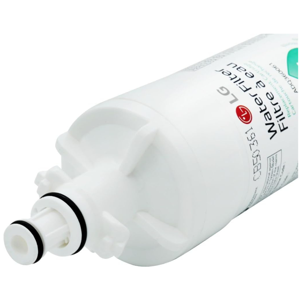 LG LT700P filter cartridge showing twist-lock cap and O-ring seals